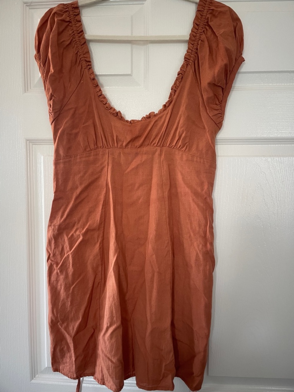 Free People Ruffled Scoop Neck Dress in Rust